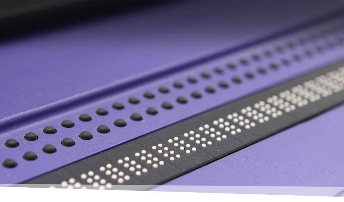 Zoomed in image of an Electronic Braille Display.